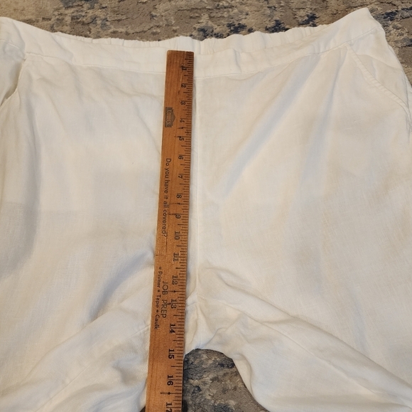 Chico's 20 Tall Linen White Straightleg Pull On Pant Pockets Chico's Size 4 Tall - Picture 9 of 16